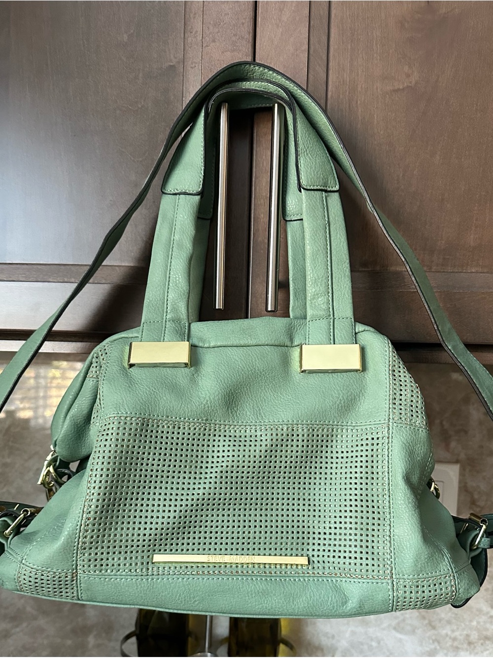 Steve Madden Mint Green Perforated Leather Shoulder Bag